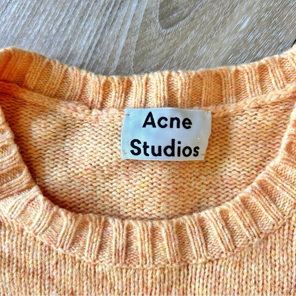 Acne Studios Samara Wool Orange Melange Crewneck Sweater - Picture 3 of 5